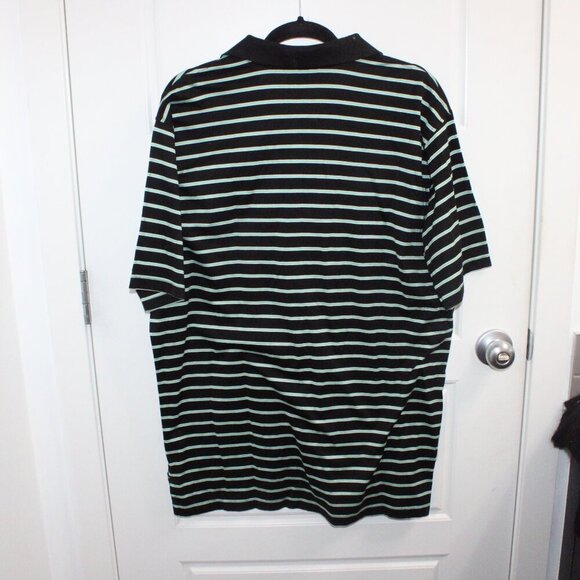 Peter Millar Size Large Green Black Stripe Polo Shirt Collared - Picture 3 of 3